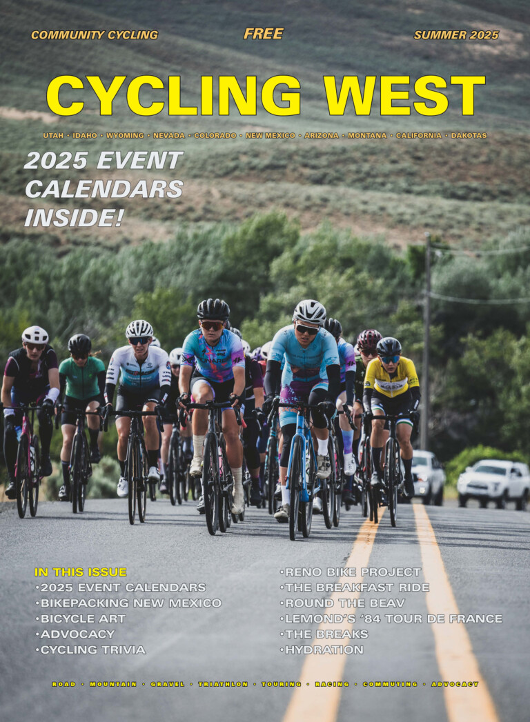 Cycling West Summer 2025 Cover Photo: Action in the women’s field during stage 4, Anthony Lakes, in the 2025 Baker City Classic. Photo by Sean Benesh, seanbenesh. com