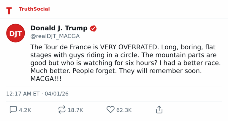BREAKING NEWS: Trump Revives Tour de Trump, Slaps 200% Tariff on Campagnolo