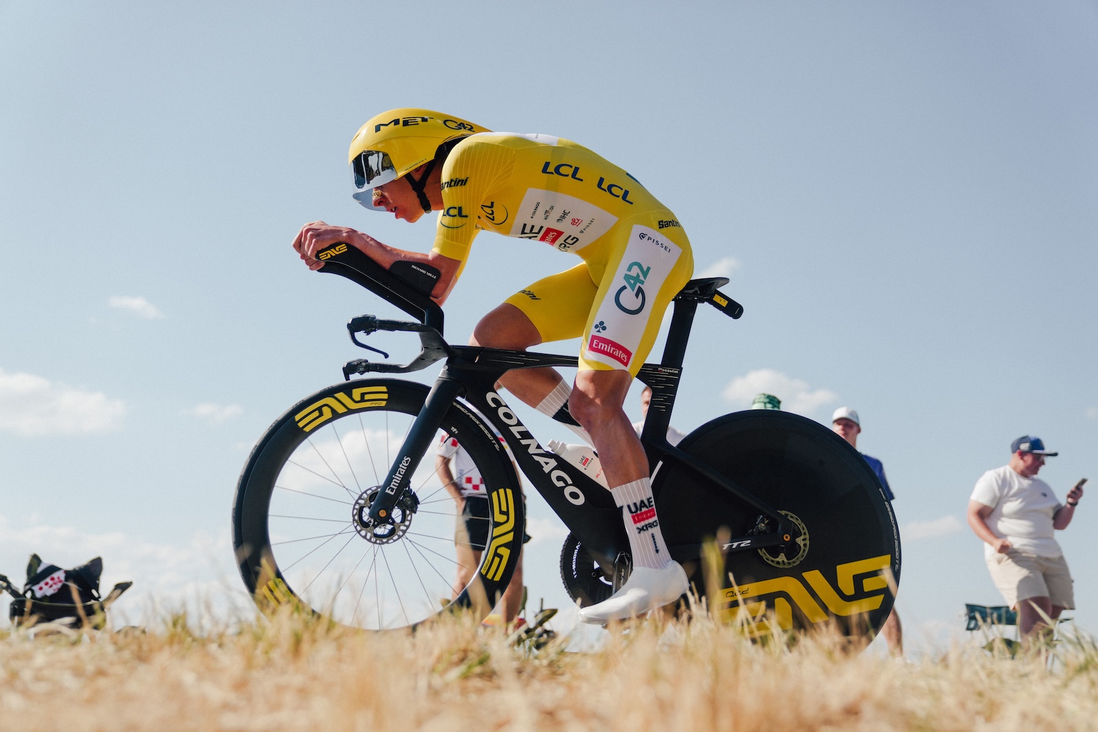 Tadej Pogacar took second on the stage. 21/07/2026 - Tour de France 2026 - Étape 16 - Évian-Les-Bains / Thonon-Les-Bains (26,1 km CLM individuel) - Tadej POGACAR (UAE TEAM EMIRATES XRG). Photo: Thomas Maheux/ASO