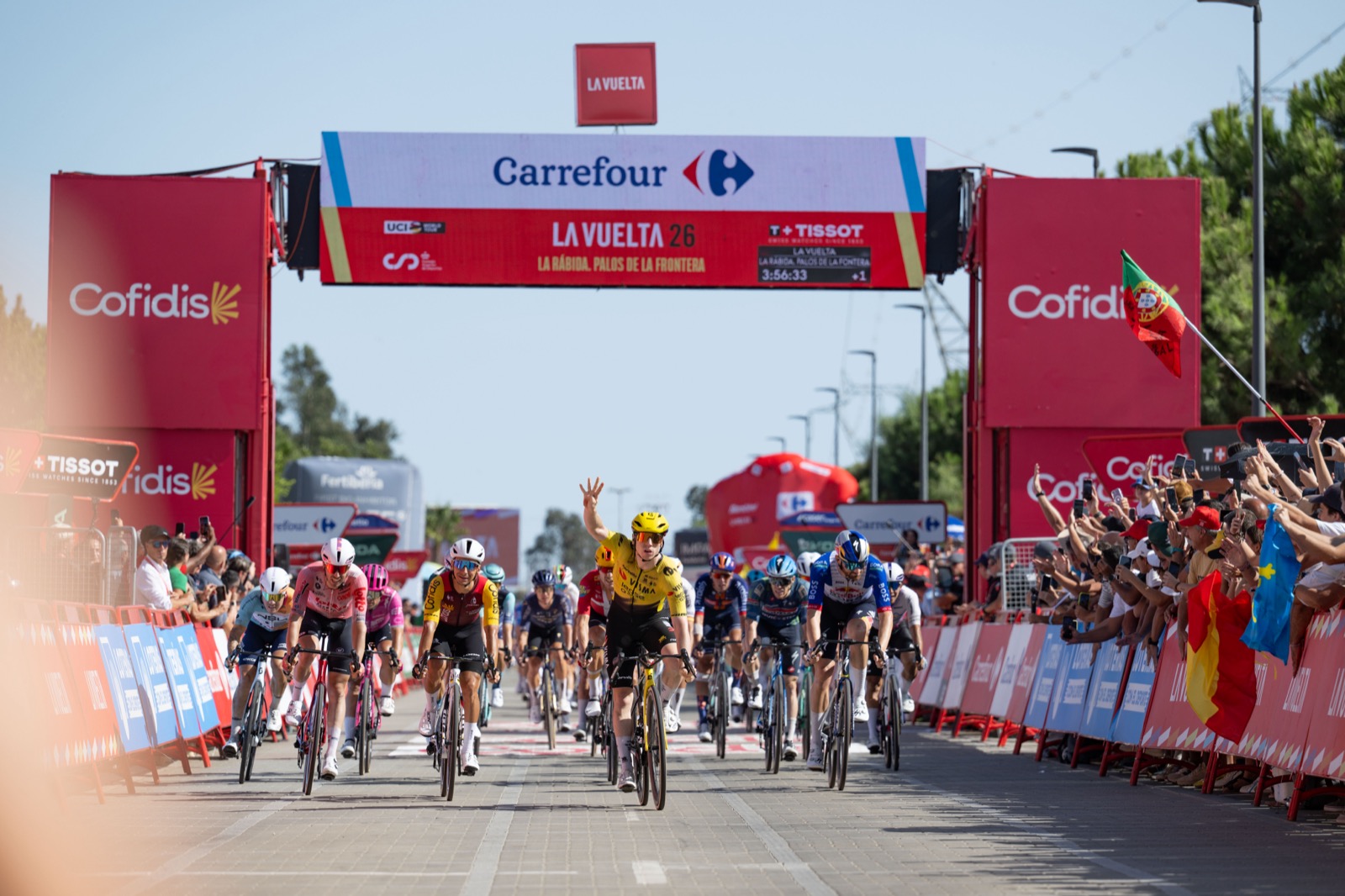Cuatro for Matthew Brennan. 08/09/2026 - La Vuelta 2026 - Stage 16 - Cortegana > La Rabida. Palos de la Frontera (181,1 Km) - James Matthew BRENNAN (TEAM VISMA - LEASE A BIKE). Photo: Toni Baixauli/ASO